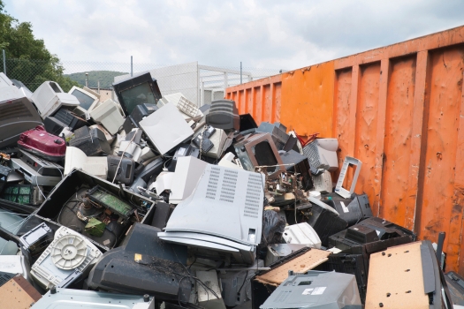 A pile of universal waste in landfill